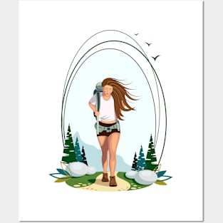 Hiking girl Posters and Art